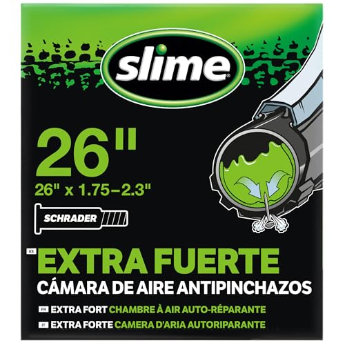 Slime 30059 Cámara de Aire para Bicicleta, Antipinchazos, con Sellante Slime, Sellado Autónomo, Prevenir y Reparar, Válvula Schrader, 26' x 1.75-2.3'