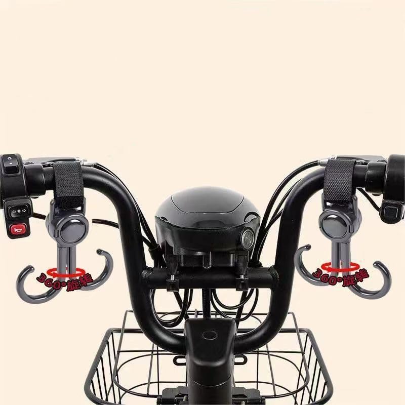 AiAigpt Versatile Double Hook for Electric Bikes and Bicycles, Strong Load-Bearing Hook with 360° Rotation, Lightweight and Durable Hanging Hook for Bags, Groceries, Baby Strollers, and More