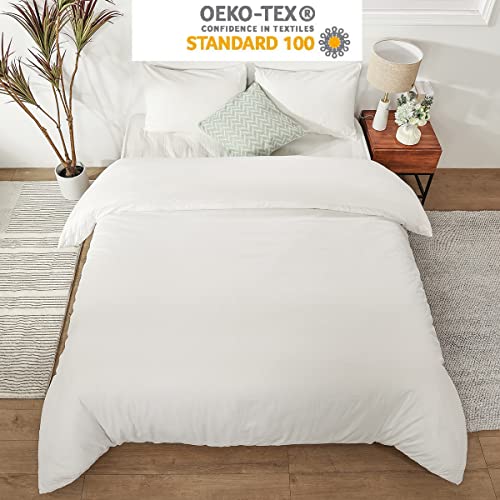 Dushow Waffle Duvet Cover King,Seersucker Soft White Duvet Cover King,3 Pieces White Bedding Sets King,Lightweight Luxury Hotel Quality Bedding Set With Zipper Closure,Corner Ties #TOP5