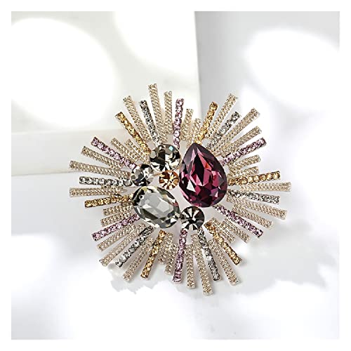 Broche cristalline étincelante en strass et métal argenté