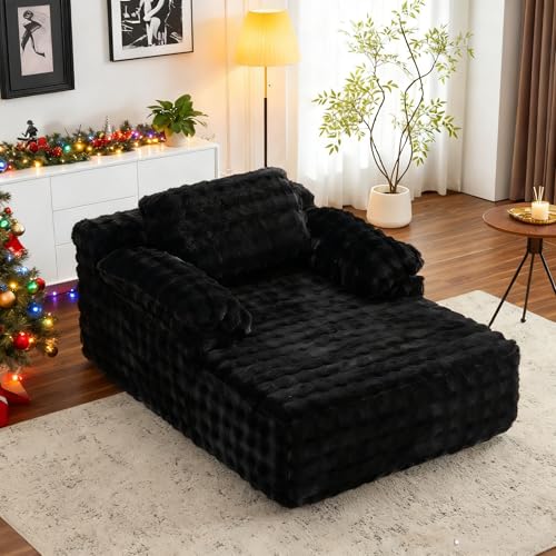 Best Couch for Movie Night: Top Cozy Sofas for Ultimate Comfort 9 VINGLI Chaise Lounge Chair, Black Boneless Couch Oversized Reading Chair Upholstered Bubble Fleece Cloud Couch Sofa Recliner Bed Comfy Sleeper Couches for Living Room, Movie Room, Bedroom