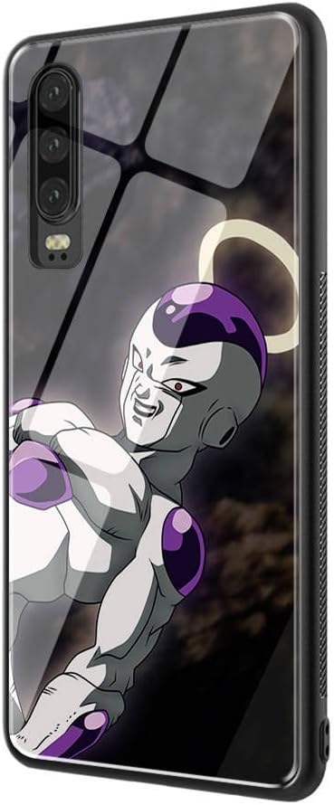 DEPING DP-2 Dragon Ball Z Case,Tempered Glass Back Cover and Soft Silicone Border Anti Scratch Bumper Design for Huawei P30 Lite Protective Case