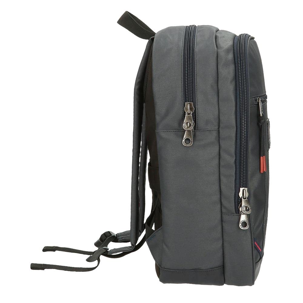 Pepe Jeans Hackney Mochila para Portátil Adaptable 15,6" Gris 28x40x14 cms Algodón, Poliéster y PU.