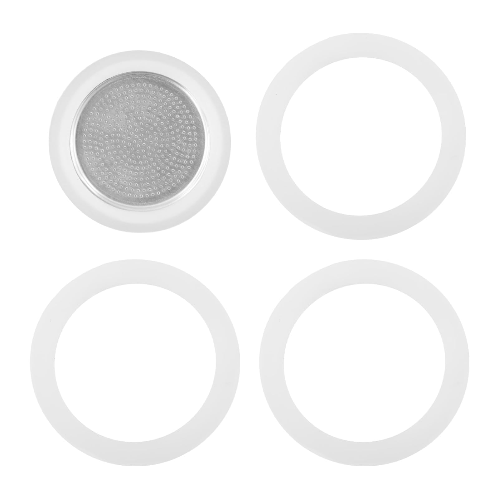 Silicone Gasket Seal Rings Sieve Replacement Filters, Moka Pot Accessories Espresso Pot Stove Top Coffee Maker Moka Pot(6 cup)