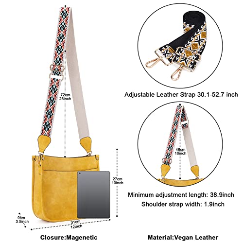 HKCLUF Crossbody Bags for Women Trendy Vegan Leather Hobo Handbags With 2PCS Adjustable Guitar Strap Shoulder Bucket Bags2