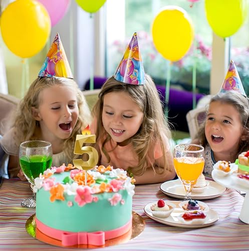Image of Number 5 Cake Topping Candle for 5th Birthday /Anniversary Celebration Party Color - Gold