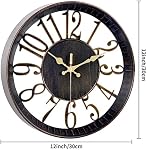 12 Inch Black Wall Clock, 30cm Vintage Large Round Clock, Retro Digital Clock Silent Non Ticking Battery Operated Quartz Easy to Read for Office,Classroom,Home,Living Room,Bedroom,Kitchen Decor