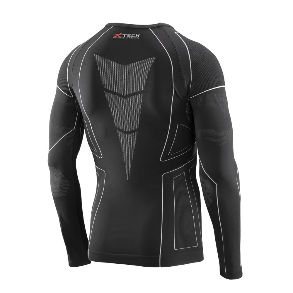 Generico Maglia Tecnica Intima Sportiva Antivento Termica Invernale a Maniche Lunghe Girocollo Nera Maglietta Race 3 XTECH Made in Italy