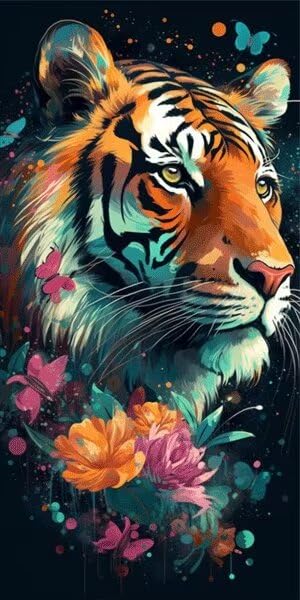 Diamond painting tigre abstrait 80x160cm kit broderie strass complet