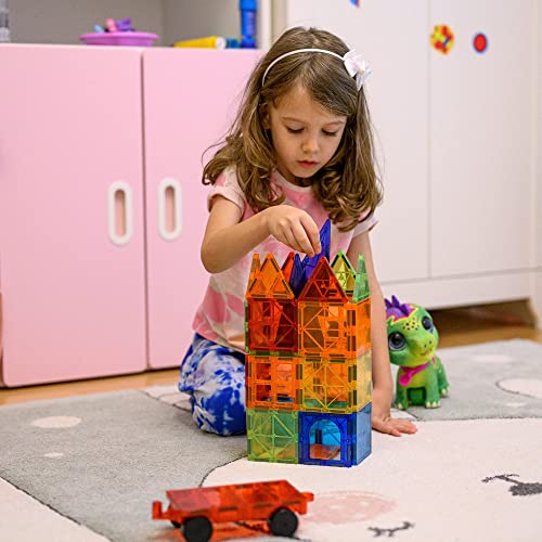 Nutty Toys Magnetic Tiles & Car 30 Pk, Stem Educational Magnet Building Blocks, Top Kids Toddler Activities Birthday Gift For Age 3 4 5 6 7 8 Year Old, Best Boy Girl Easter Basket Stuffers Idea 2023 #TOP3