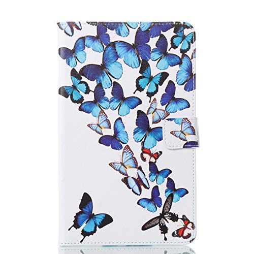 Uucovers Folio Case For Samsung Galaxy Tab E 8.0 Inch 2016 Tablet (Sm-T375 & T377 & T378), Slim Pu Leather Magnetic Wallet Folio Stand Tpu Back Shockproof Shell With Card Pockets, Skyblue Butterfly #TOP2