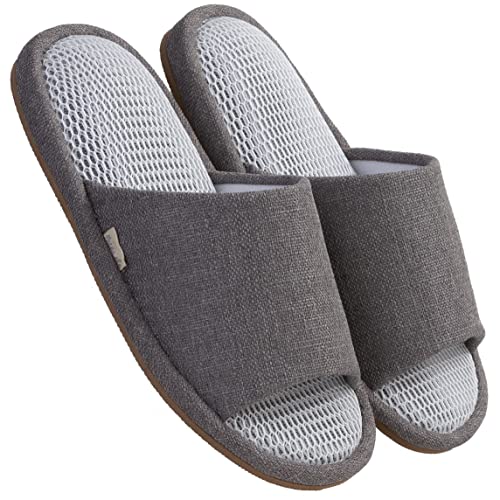 [mianshe] スリッパ 立体メッシュ 前開き 通気性 蒸れない 静音 軽量 メンズ レディース グレー L