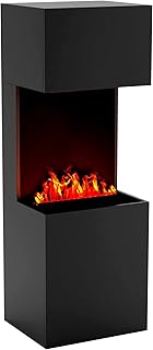GLOW FIRE Wasserdampf Kamin Beethoven (Standkamin) - Elektrokamin mit realistischen LED 3D-Flammen, Knistereffekt & Fernbedienung, 60x170x50 cm - Opti-Myst 500 Elektro Kamin, Schwarz