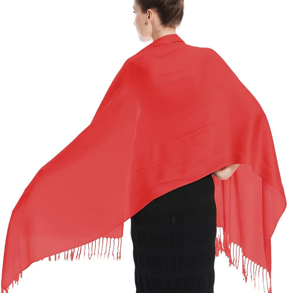 Glory Max Women Large Soft Silky Pashmina Shawl Wrap Scarf in Plain Solid Colors - Image 5