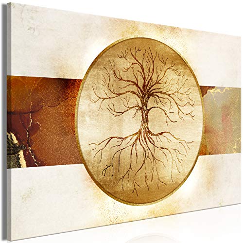 decomonkey | Impression sur Toile intissée Arbre 90x60 cm | 1 Piece | Tableau mural Image sur Toile Photo Images Motif Moderne Décoration tendu sur Chassis Abstrait or Cover