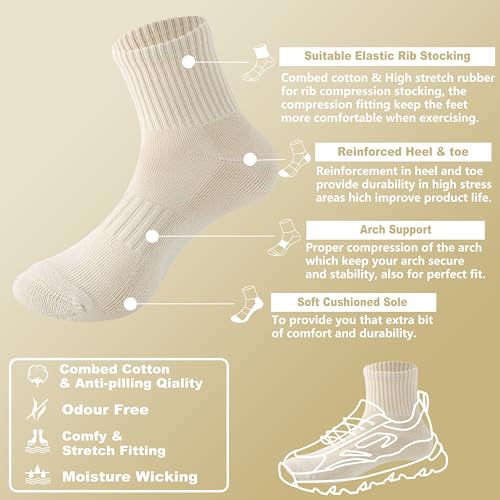 MAGIARTE Womens Athletic Cotton Mini Crew Socks Thick Cushioned Running Hiking Multi Sports Socks for Women 4 Pairs2