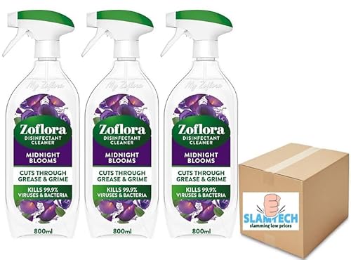 Zoflora Multi-Purpose Disinfectant Cleaner Midnight Blooms 800ml Pack of 3 Boxed Slamtech