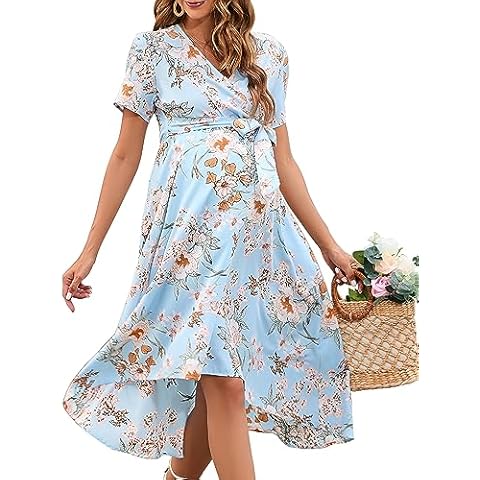 KOJOOIN Women's Maternity V Neck Wrap Dress Cover