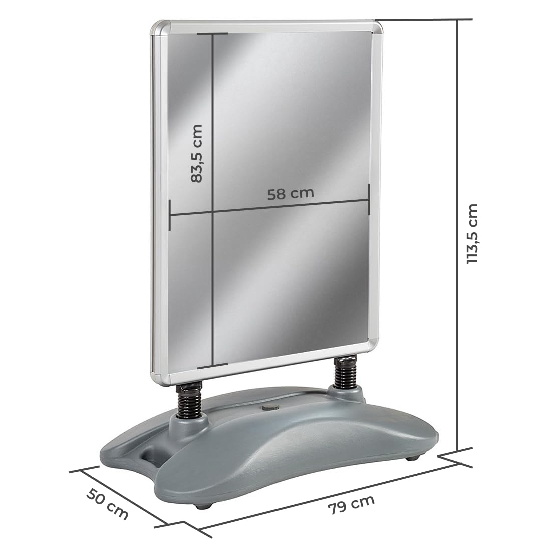 tectake Vitrina Expositora Caballete Doble Cara DIN A1 20 litros Base Sistema Clic Incluye Dos Láminas Protectoras Publicidad Exterior