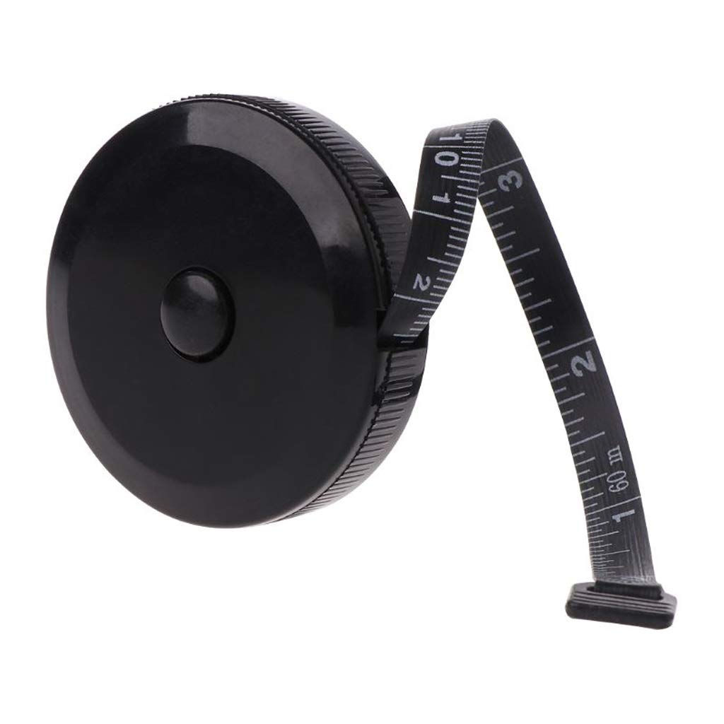 RWRAPS Cinta métrica Negra de 1,5 m/60 Pulgadas, Herramientas retráctiles de Doble Cara, Mini Cinta métrica de Costura Flexible ABS automática