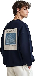 Printed Oversized Sweatshirts for Man Stylish | 280 GSM Rich Cotton Fleece Printed Oversized Fit Full Sleeve Sweatshirt for Men | Stylish Casual Wear Winter Sweatshirt for Men