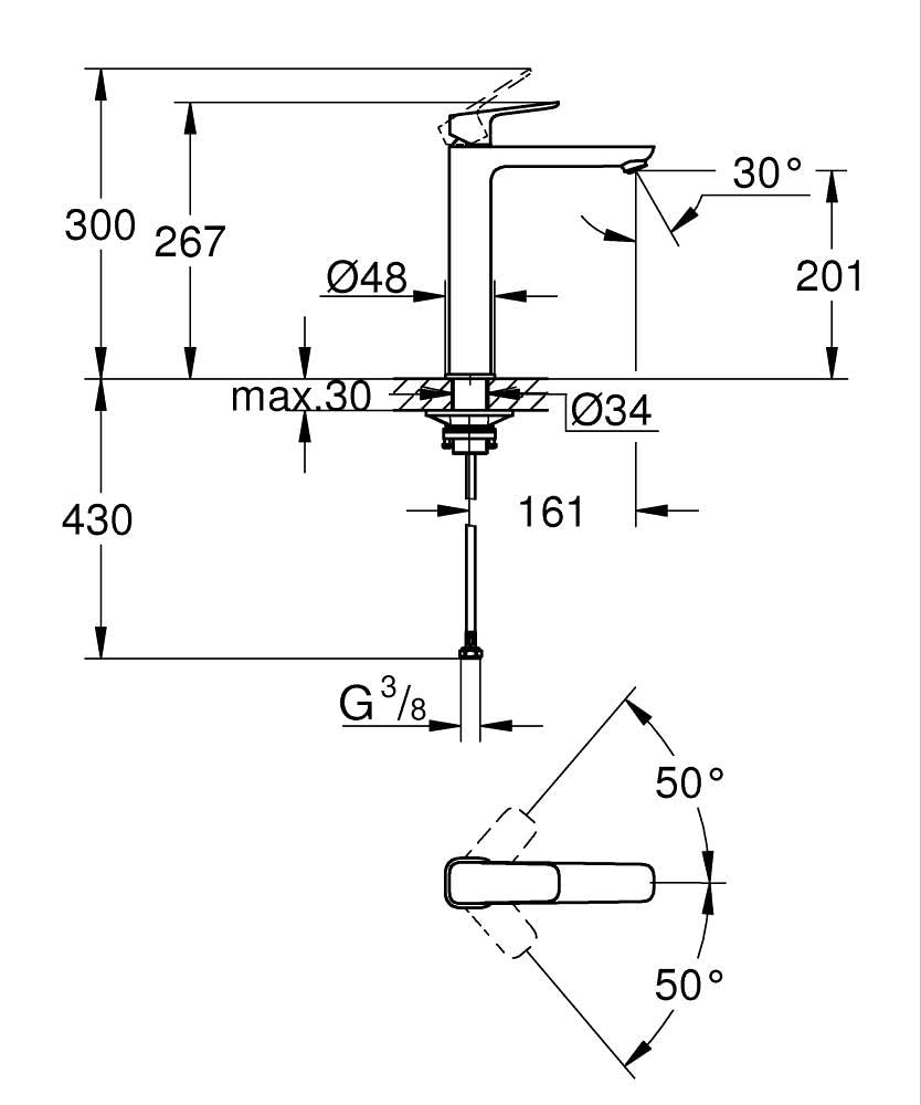 GROHE Rubinetto per lavabo Cubeo, taglia XL, nero opaco, 1017292430