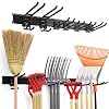 Garden Tool organizer Garage Tool Organizer Wall Mount Heavy Duty Garage Storage Tool Rack Wall Hooks and Hangers Adjustable Metal Hooks Height Adjustable Hold Up to 440lbs 48Inch Black