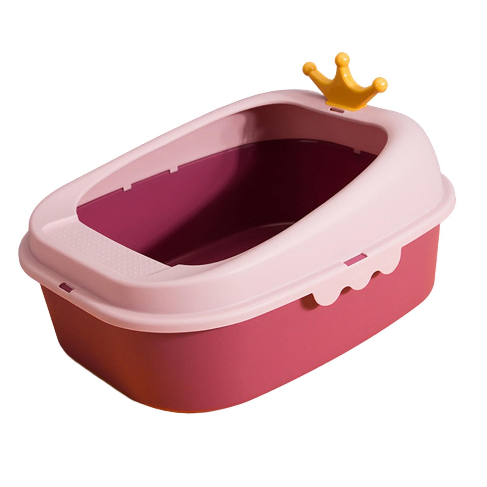 SECRET DESIRE Cat Litter Box Deep Loo Litter Tray for Cats Small Animals Easy to Clean Pink
