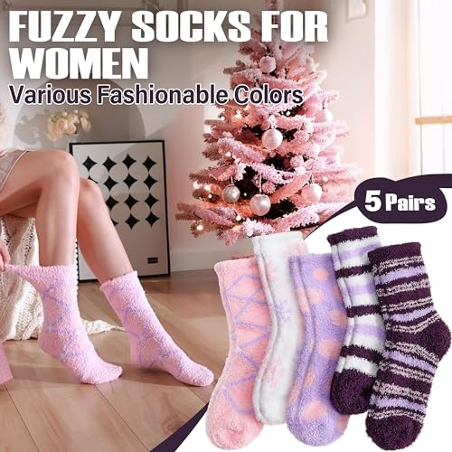 ANTSANG Womens Fuzzy Socks Fluffy Slipper Cozy Cabin Winter Soft Fleece Warm Comfy Thick Christmas Gift Socks3