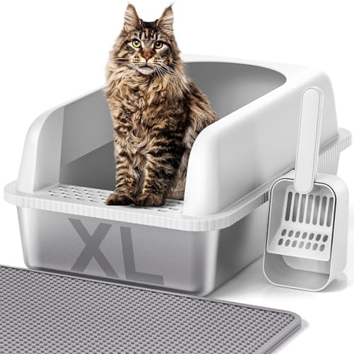 Henkelion Stainless Steel Cat Litter Box with Lid, 24" L x