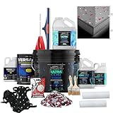 Epoxy Floor Kit for Concrete - USA Made - 2X Thicker, Industrial Grade, Residential & Commercial. 300-400 sq ft or 600 sq ft Kits. Many Styles (Medium Gray with Lighthouse Flake, 600 ft²)