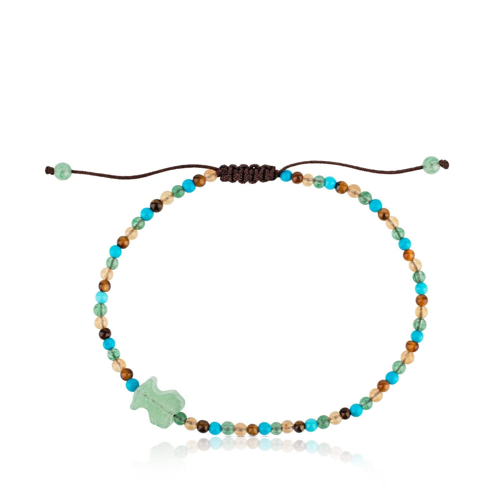 TOUS Damenarmband mit Howlith, grünem und rotem Quarzit und Tigerauge-Kugeln von 0,87cm, Schlicht und elegant, Tibet Collection