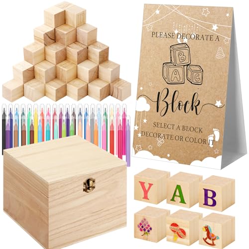 Marsui Baby Shower Blocks Game Kit (98 blocks, 36 markers, sign, box) Cloud