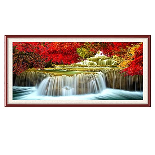 Broderie diamant cascade pour transformer votre salon avec un tableau paysage 40x100cm