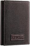 VULKIT Petit Toile Trifold Wallet Minimalist Wallet pour les hommes avec Change Pocket RFID Blocage du titulaire de carte de crédit Slim 3 ID Windows & Zipper Pocket pour hommes, Brown