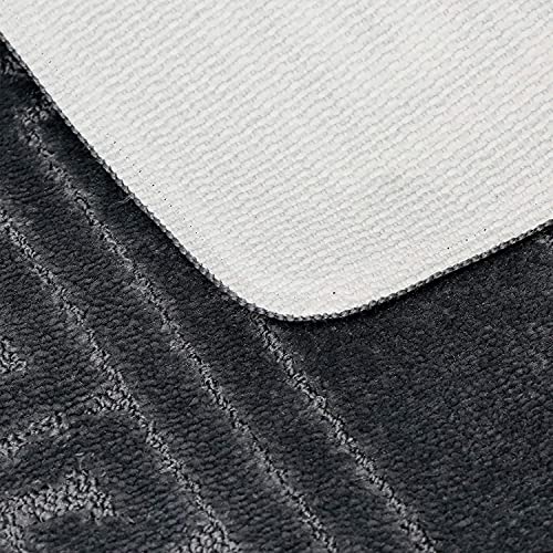 Greek Bath Mat 2 Pcs Set Non-Slip Bath Rug Toilet Mat Washable Bathroom Mats Rugs Absorbent Soft Rug for Bathtub Bathroom Includes 1 Bath Mat (50 X 80cm) And 1 Pedestal Mat (50 X 40cm) (CHARCOAL) - Image 4