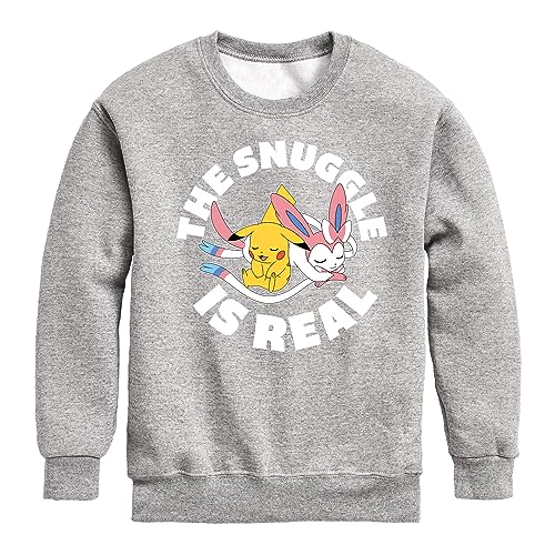 HYBRID APPAREL - Pokémon - The Snuggle is Real Pikachu and Sylveon - Toddler & Youth Crewneck Fleece Sweatshirt