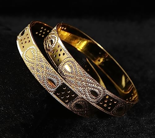 Image of NMII Brass Gold Plated Bangles Set For Women's & Girls (Pack of 2)