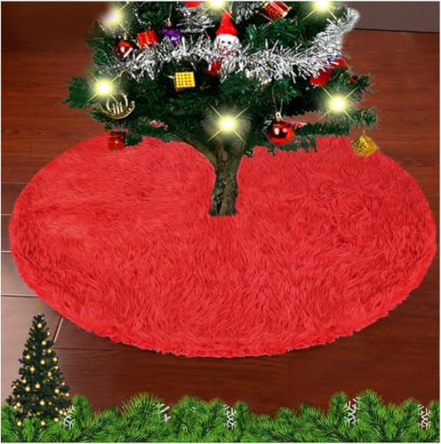 pangutheos Falda Arbol Navidad, 78cm Círculo Rojo Arbol de Navidad Fieltrod, Decoración versátil Manta para Fiestas, Festivales, decoración del hogar