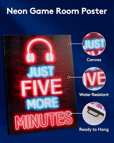 VividPulse Neon Game Room Poster Set, 4Pcs Arcade Wall Art Prints - image 5