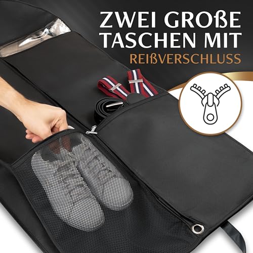Bruce.® Großer Kleidersack 120 x 60 x 12 cm – Atmungsaktive Kleiderhülle für 4–6 Teile wie Anzug, Kleid & Jacke – 120 GSM Materialstärke – Ideal für Reisen & Aufbewahrung - Kleidersäcke herren