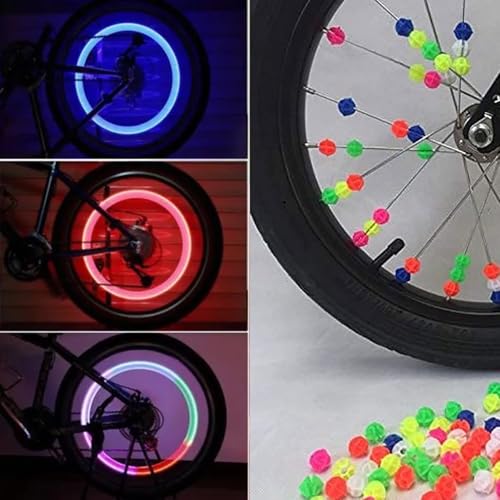 Image of Bicycle Spoke Beads & Valve Lights LED Multicolour Set for Tyre Wheel | Kids Cycle Spare Parts & Accessories | Decorative Lights & Colourful Moti for Kids Bicycles | Set of 2 Items
