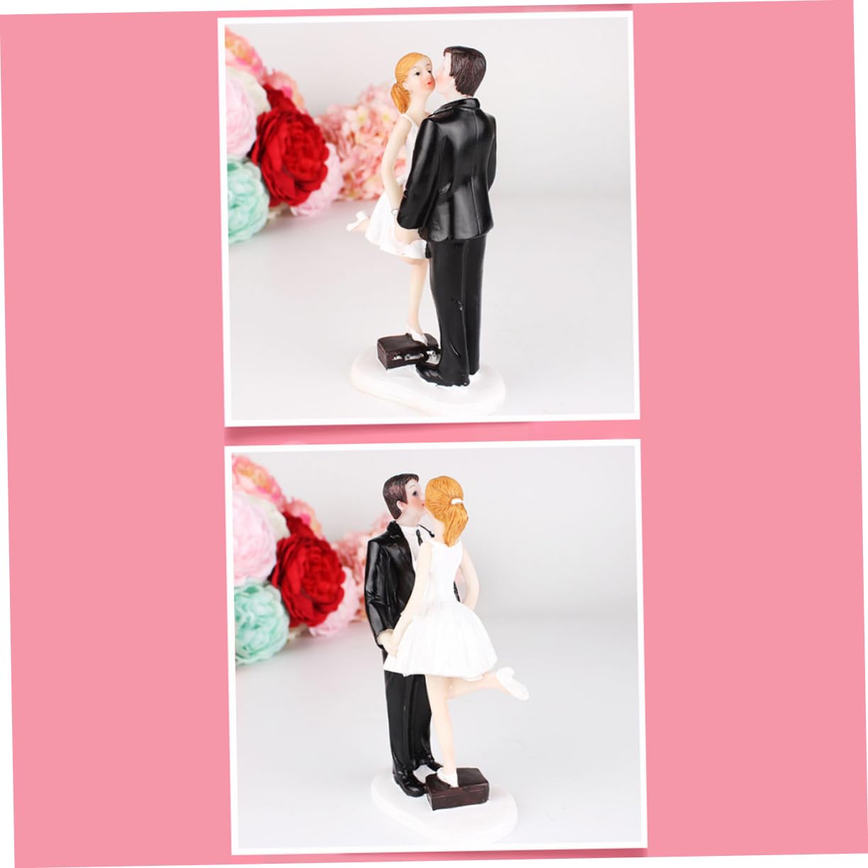 Abaodam 2stücke Braut Und Bräutigam Figuren Aus Resin Hochzeitskuchen Deko Süße Tortenaufsätze Für Hochzeit Und Feiern Liebevolle Tortendekorationen Teiliges