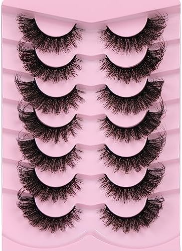 Mink Lashes Full False Eyelashes Wispy Cat Eye Lashes Strip 20MM Fox 8D Dramatic Pack 7 Pairs Fake Eyelashes by Ruairie