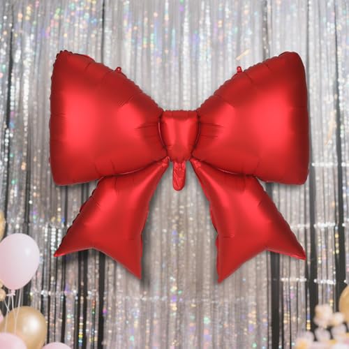 Image of 4Pcs Giant Bow Balloons, 97.5cm /38in Big Elegant Coquette Theme Balloons for Birthday Wedding Engagement & Party Large Decorations Bridal & Bachelorette Supplies (Red)