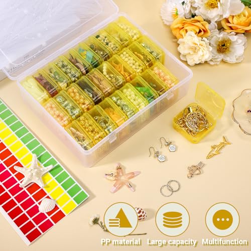 Image of Cosics Bead Storage Containers, Plastic Bead Organizer Case with Hinged Lid, 30 Mini Storage Case for Jewelry Making Diamond Art DIY Bracelet Seed Nail Art and Small Parts, Yellow