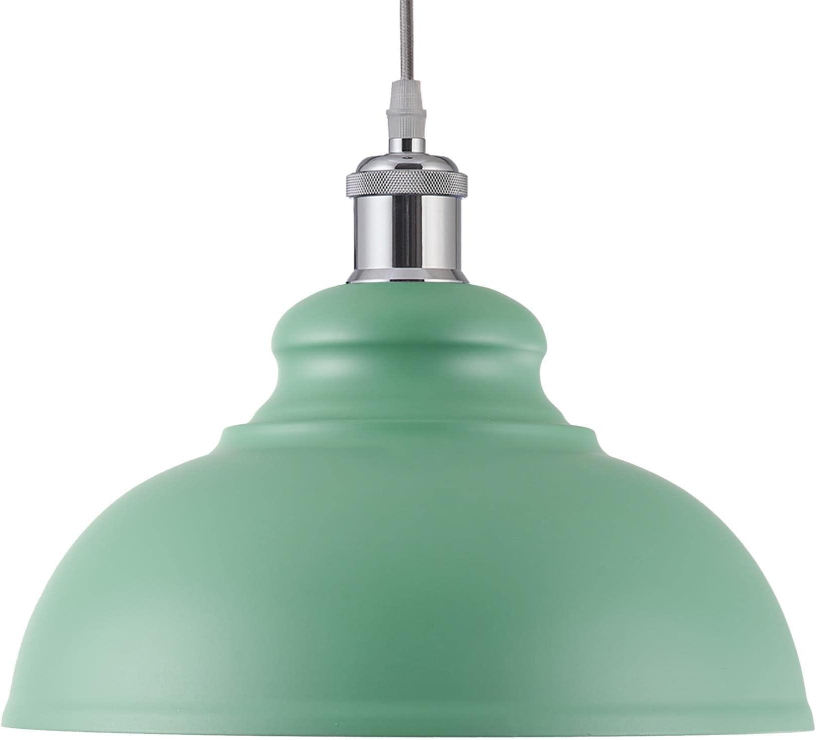 iTrend Metal Ceiling Lamp Shade - Easy Fit Light Pendant - Modern Ceiling Lighting Shade for Bedroom, Hallway, Office, Café, Restaurant - Industrial Light Shade Ceiling Pendant (Green/Inner White)