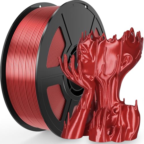 Image of Silk Red PLA Filament 1.75mm 1kg(2.2lbs), Amoybaby High Speed 3D Printer Filament PLA for Fast Printing, Low Warp & Clog-Free, Accuracy + /- 0.03mm, Compatible with Bambu, Elegoo & FDM Printers