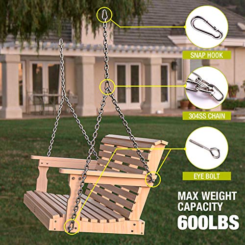 OT QOMOTOP Poly Lumber Porch Swing, Fade-Resistant Patio Swing with 600lbs Duty Rating, 304 SS Chains, All-Weather Garden Swing for Enjoying Autumn - Thumbnail 7