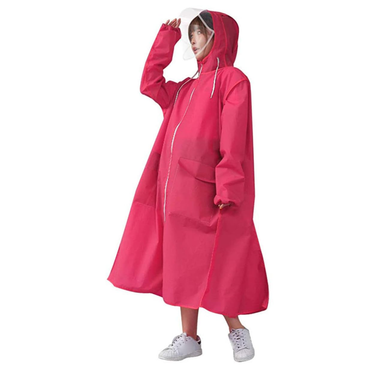 minkissy Regenmantel Für Erwachsene Mit Kapuze Regenponchos Für Erwachsene Tragbarer Regenmantel Black